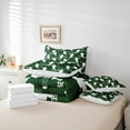 thumbnail image 5 of Feelyou Modern Lacrosse Athlete Bedding Comforter Set 7pcs, Vintage Sport Lover King Bedding Sets, Green Cartoon Print Reversible Bed Sheets, Ultra Soft Bedroom Decor, 5 of 7