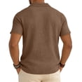 thumbnail image 5 of Qwertyu Mens Polo Shirts Short Sleeve Linen Shirt Summer Button Vacation Beach Shirt Casual Collared Shirts Lightweight Tops Coffee 3XL, 5 of 8