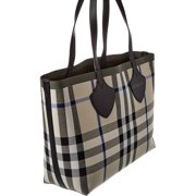 Burberry Check Medium Reversible Canvas & Leather Tote, Beige