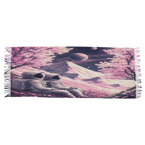 BZSMCE Women Scarf Astronauts Printing Simple Pattern Soft Warm Long Large Scarves