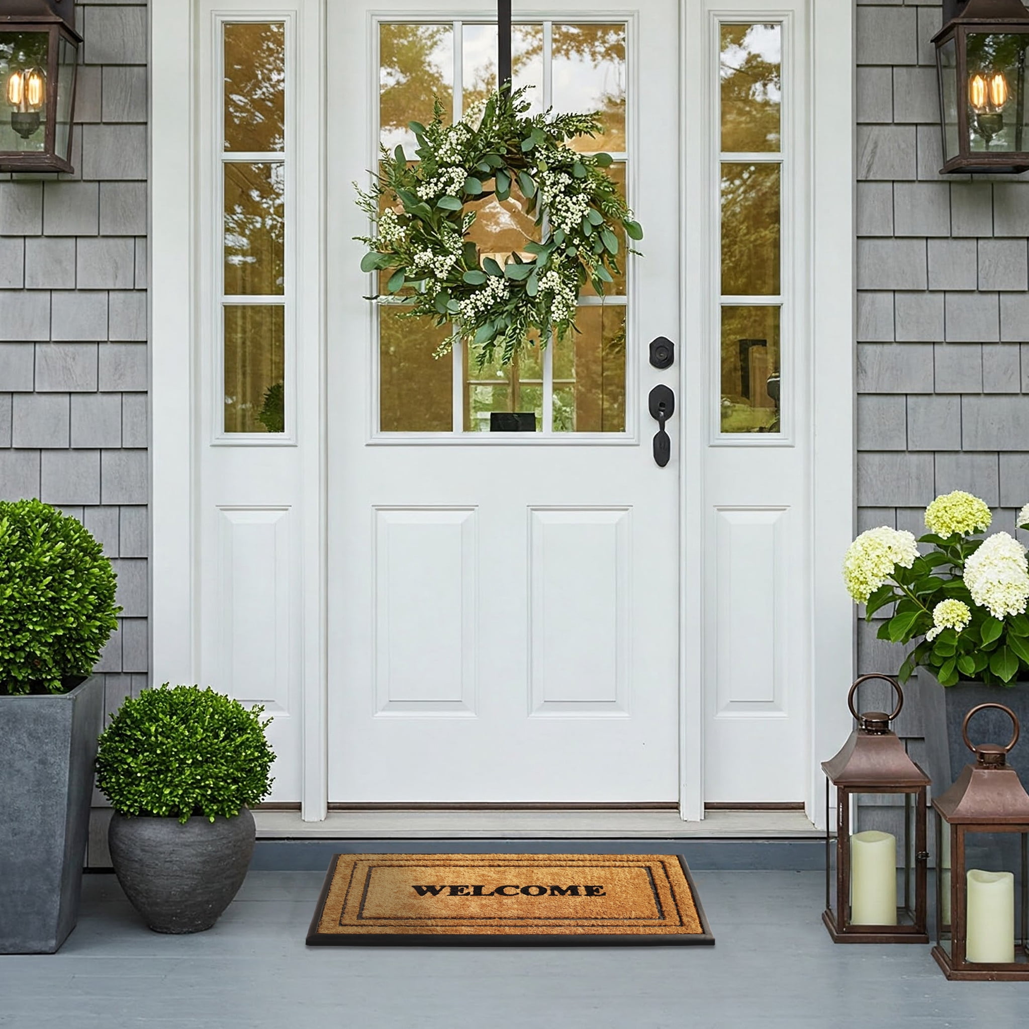 A1 Home Collections Natural Coir & Rubber Door Mat, Long-Lasting Entrance Doormats for Front Door, Thick & Non-Slip Durable Outdoor Entry Mat 18" x 32"
