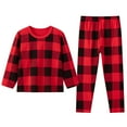 thumbnail image 2 of Boy Pajamas Sets Plaid Design Top and Pants 2 Piece Long Sleeve Snug-Fit Sleepwear Spring Thermal Loungewear Red 7-8 Years, 2 of 4