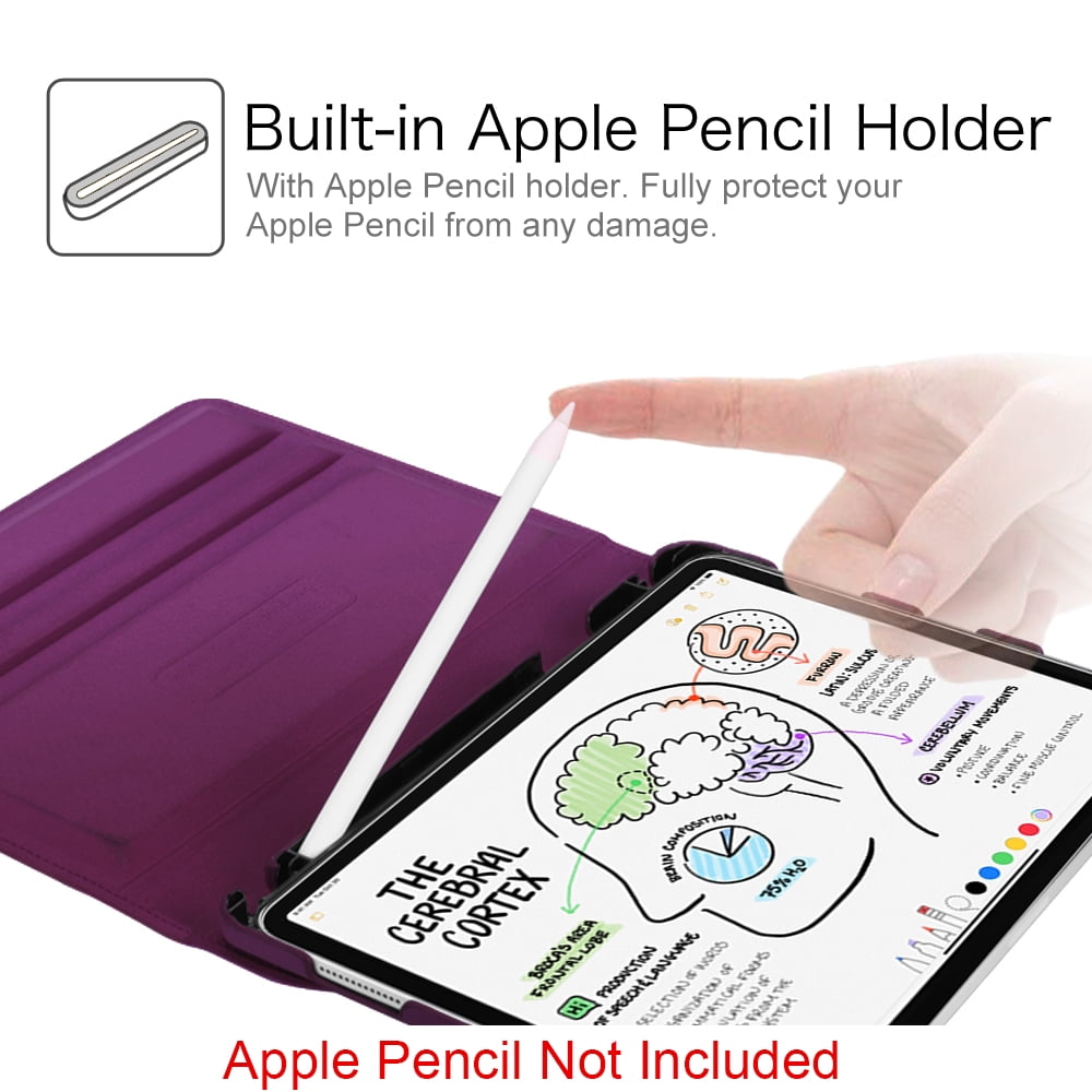 Fintie for iPad Pro 11 Inch 2018 - 360 Degree Rotating Stand Case Cover with Built-in Apple Pencil Holder, Purple