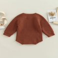 thumbnail image 4 of Infant Baby Knitting Jumpsuit  Solid Color Ribbed Long Sleeve Crew Neck Button Closure Romper for Boys Girls, 4 of 7
