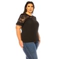 thumbnail image 2 of Women's Plus Size Classic Solid Top with Lace Accent - Casual and Elegant, 2 of 6