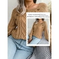 thumbnail image 6 of STARVNC Women Crew Neck Long Sleeve Buttons Cable Knit Ribbed Sweater, 6 of 7