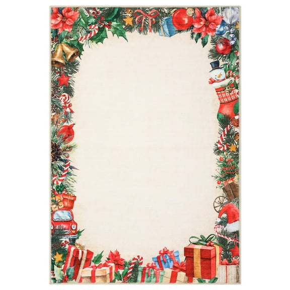 2'x3' Snowman Christmas Door Mat, Xmas Winter Home Decor Low-Profile Non-Slip Washable Area Rug for Kitchen Entryway Bedroom