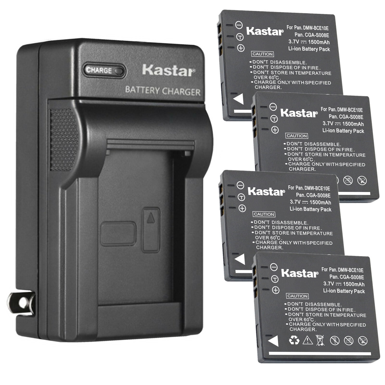 Kastar 4-Pack Battery and AC Wall Charger Replacement for Panasonic Lumix DMC-FX35 DMC-FX35A DMC-FX35EG-A DMC-FX35EG-K DMC-FX35EG-N DMC-FX35EG-S DMC-FX35EG-W DMC-FX35K DMC-FX35S