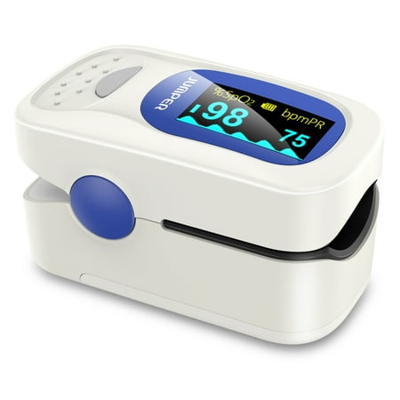 Health Care Battery JUMPER 500A Fingertip Pulse Oximeter Oximetry Blood Oxygen Saturation Monitor Heart Rate Monitor Pulse Oximeter for Sports Home Health Care with Carrying Case, Batteries and Lanyard ()