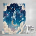 thumbnail image 4 of Rocket Universe Shower Curtain, 72" x 72", Color Stars Planets Cloud Dream Sky Cartoon Waterproof Bathroom Curtain Washable Shower Curtain Set with 12 Hooks, 4 of 8