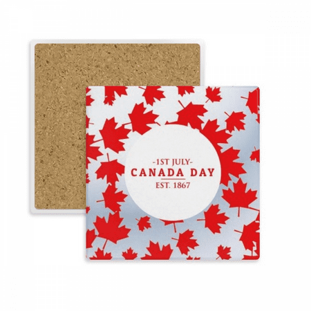 

Canada Day 4th Of July EST 1867 Maple Square Coaster Cup Mat Mug Subplate Holder Insulation Stone