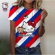 thumbnail image 3 of Camiseta de manga corta informal para mujer, con estampado de dibujos animados de Hello Kitty, para verano, 3 of 5