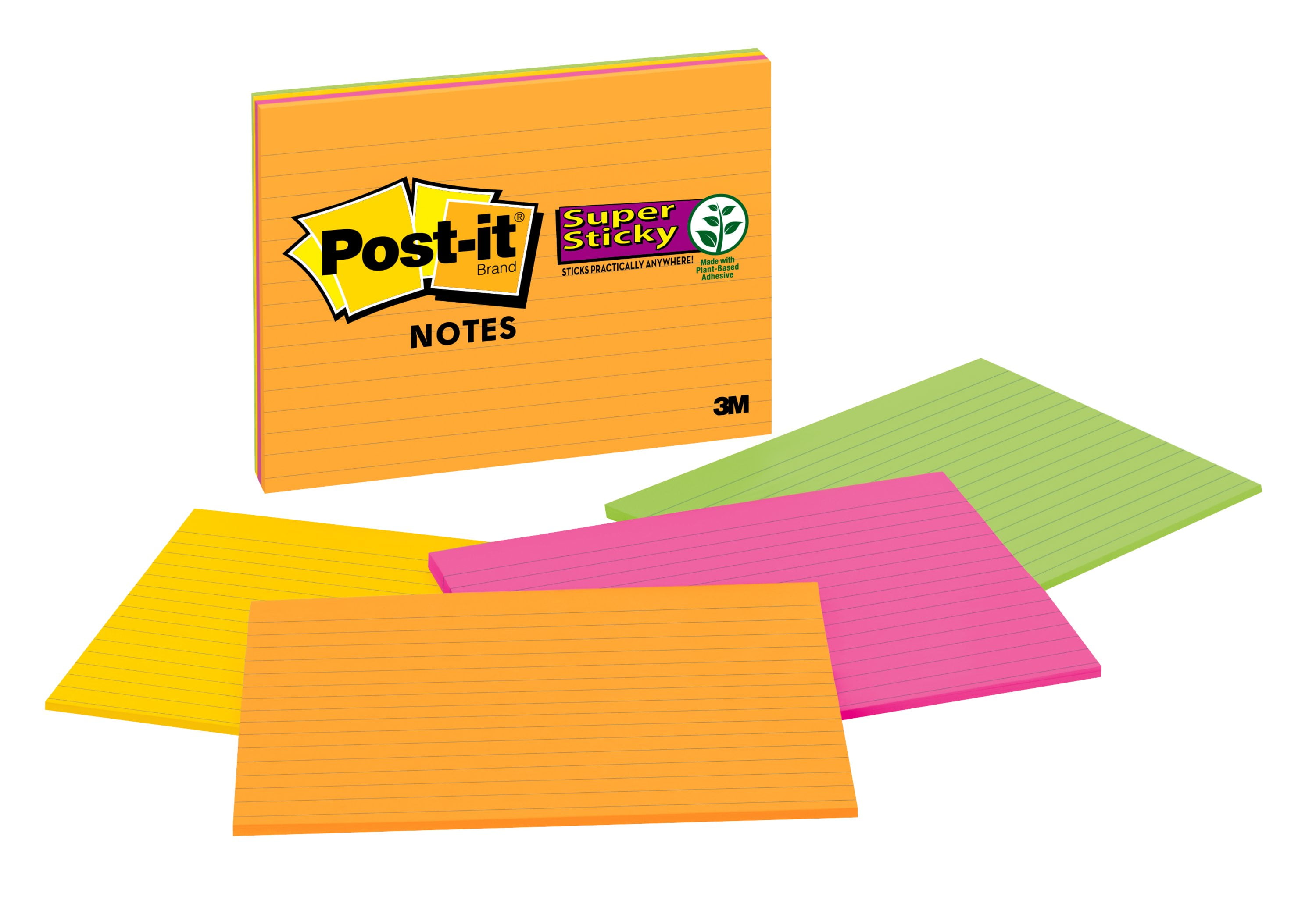 Postit Super Sticky Lined Meeting Notes Pads, 4 / Pack, Assorted