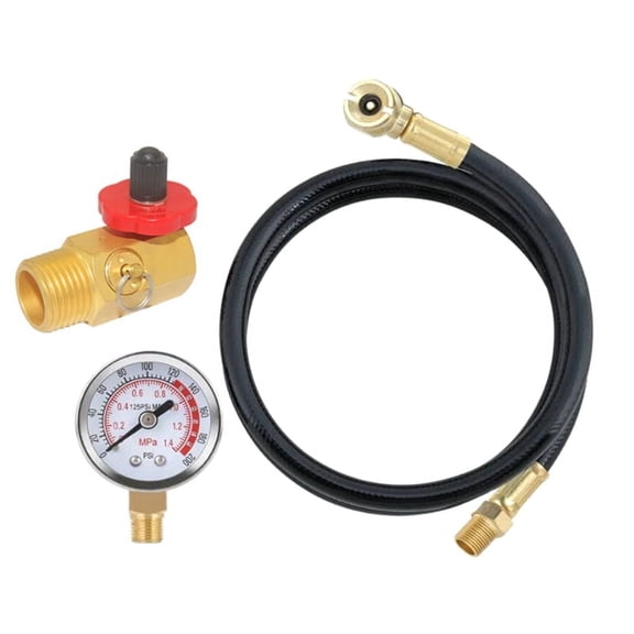 Vruelia Air Tank Repair Kit W/Safety Valve, Pressure Gauge and 4 Feet Hose Assembly for Portable Carry