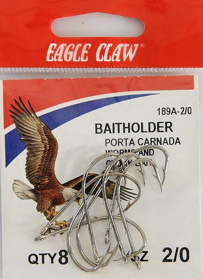 (2 pack) Eagle Claw 189AH-2/0 Baitholder 2-Slice Offset Hook, Nickel, Size 2/0, 8 Pack