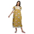 thumbnail image 4 of Moomaya Printed Short Sleeve Maxi Nightdress Button Down Cotton Sleepwear Gown, 4 of 6