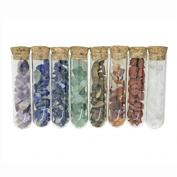 HOOUN 8 Wishing Bottles Chips Natural Chakra Crystal Stone Gemstone Reiki Healing Set