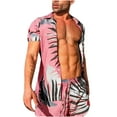 thumbnail image 2 of VBTAPA Men's Hawaiian Matching Set Summer Beach 2 Piece Outfits Short Sleeve Flower Shirts and Shorts Sets Blue M, 2 of 8