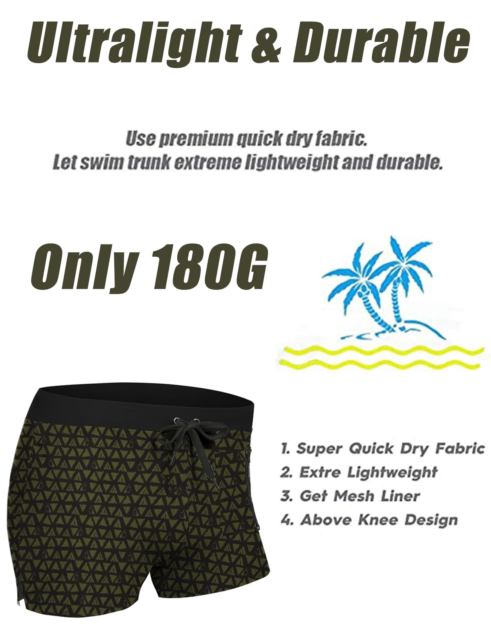COOFANDY Mens Quick Dry Lightweight Square Leg Cut Trunks Swimwear