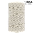 thumbnail image 1 of Cuerda de algodón para manualidades, bricolaje, hilo de algodón para tejer, manualidades, hilo de cuerda trenzada, 3 mm, 200 m, 1 rollo seitruly HA001999-01, 1 of 6