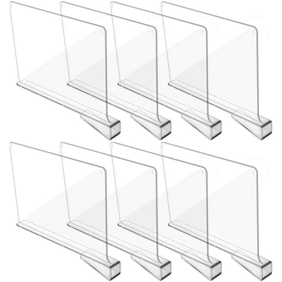Hmdivor Clear Acrylic Shelf Dividers, Closets Shelf and Closet Separator for Organization (8 Pack)