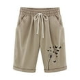 thumbnail image 2 of Womens Athletic Sweat Shorts Women’S Printed Elastic Waist for Casual With Casual Pockets Half Shorts Pants Khaki Xl, 2 of 3