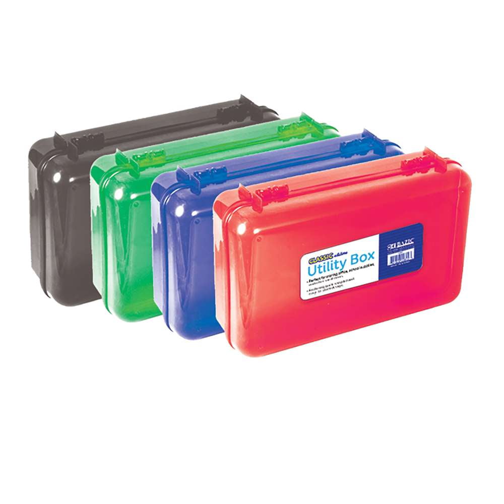 Storex® Durable Plastic Opaque Lid Pencil Box, Assorted Colours