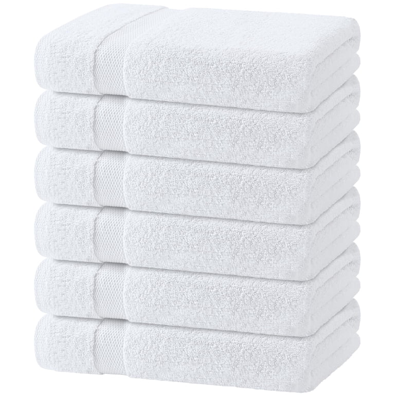 White Classic Wealuxe 6-Pack Lightweight Cotton Bath Towels, 22 x 44 photo 1