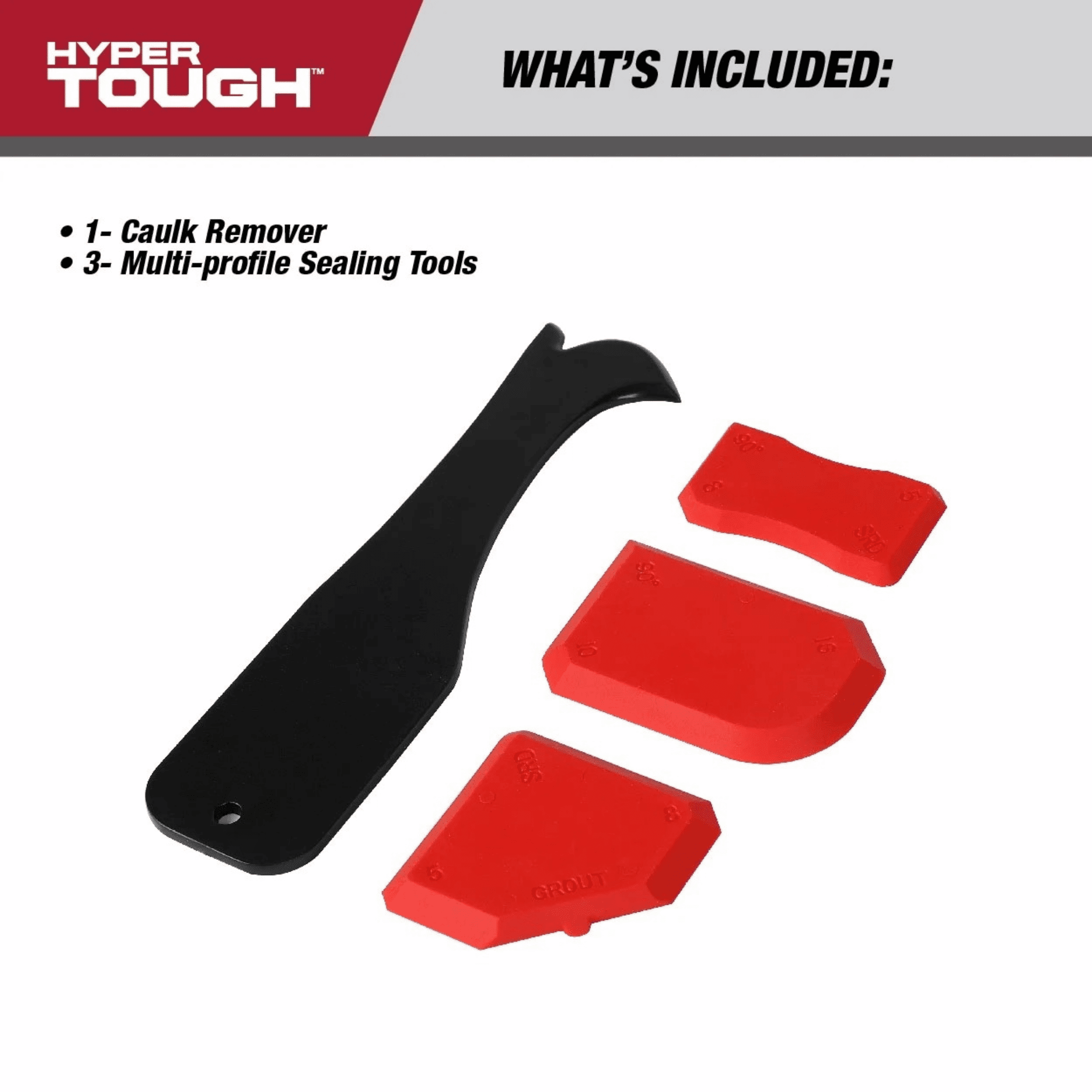 Hyper Tough 4-Piece Caulking Tool Kit for Finishing and Removal