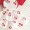 thumbnail image 6 of RFQWOVSR Baby Girls 2 Piece Summer Outfit Solid Onesie Bodysuit with Cherry Print Tiered Overall Dress Set 9-12 Months, 6 of 6