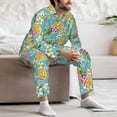 thumbnail image 7 of Honeii Cute Pineapples Pattern Mens Pajamas Set,2pcs Men's Lounge Long Sleeve Sleep Shirt and Pajama Bottoms Sleepwear Set,Mens Pjs Sets-Large, 7 of 7