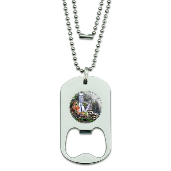 Shenandoah National Park Virginia VA Animals Bear Raccoons Deer Skunk Fox Military Dog Tag Bottle Opener Pendant
