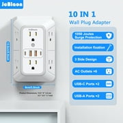 JcBlaon Outlet Extender Splitter Surge Protector with 4 USB Ports (2 USB C), Multiple Plug Wall Outlet, Multi Outlet Plug in Wall Adapter Power Strip for Indoor