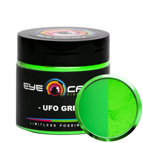 Eye Candy Mica Powder - Neon Pigment - Colorant for Epoxy - Resin - Woodworking - Soap Molds - Candle Making - Slime - Bath Bombs - Nail Polish - Cosmetic Grade - Non-Toxic (UFO Green, 25 Grams)