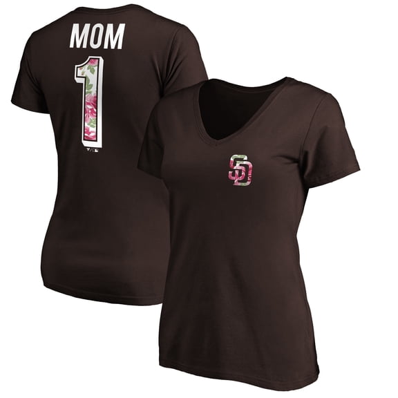 Women's Brown San Diego Padres Mother's Day V-Neck T-Shirt