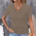 thumbnail image 6 of Posijego Women's Knit Sweater Short Sleeve Tops Summer Cutout Knit Pullover Sweaters Beach Vacation Tunic Tops, 6 of 9