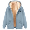 thumbnail image 4 of Ladies' Fashionable Comfortable And Casual Autumn And Winter Casual Printed Sports Winter Coat With Zipper Hooded Sweatshirt With Pocket Velour plus Size Jacket Soft Jackets Women Zip Sweatshirts for, 4 of 5