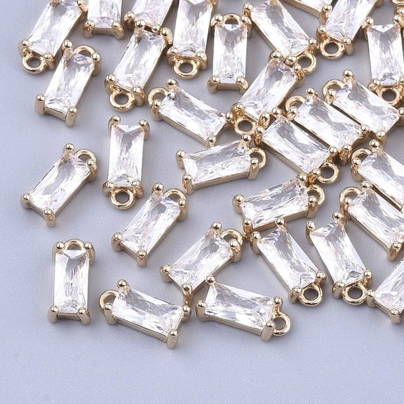 5Pcs Rectangle Pendant Ornament Transparent Glass Charms with Brass Findings Faceted Rectangle Glass Charms Pendant Jewelry Making Charms for Women DIY Necklace Bracelet Earring Jewelry Craft Making