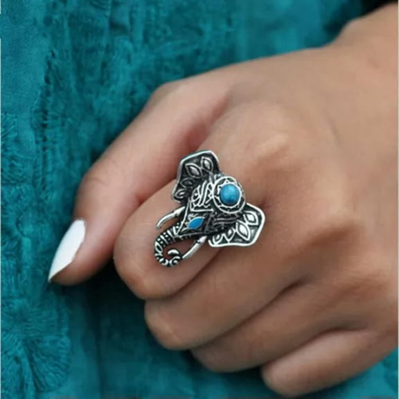QQTDFG Fashion 925 Silver Elephant Rings Animal Women Men Wedding Party Jewelry Sz 6-10-Style_1