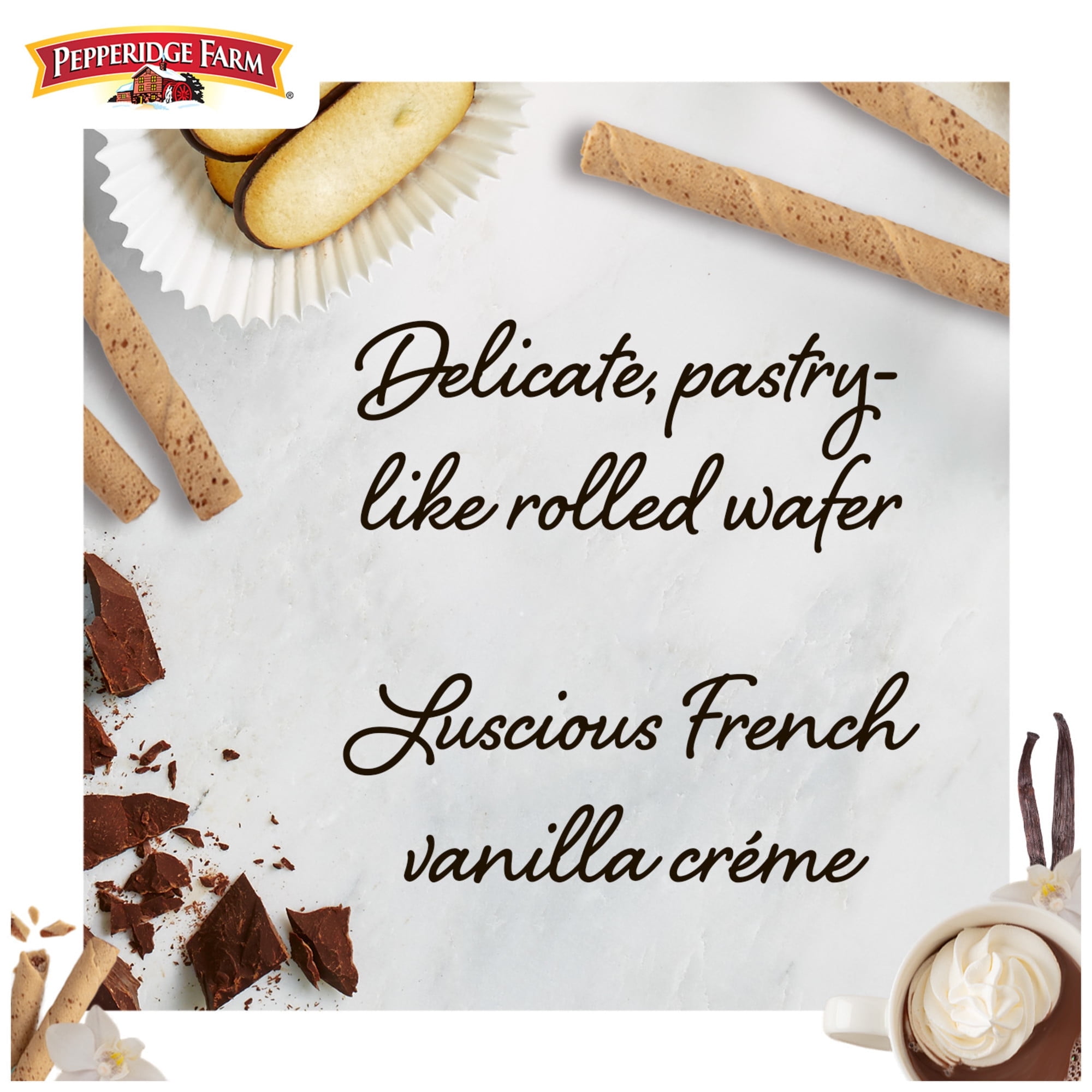Pepperidge Farm Pirouette Cookies, French Vanilla Crème Filled Wafers, 13.5 oz Tin ( 2 Pack )