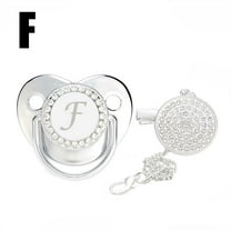 Herrnalise Personalized Bling Pacifier,Silver Baby Pacifier Clip with Initial Letter,Newborn Customized Name Pacifier Clip Baby Soother,Baby Shower Anniversary Birthday Gifts Clearance