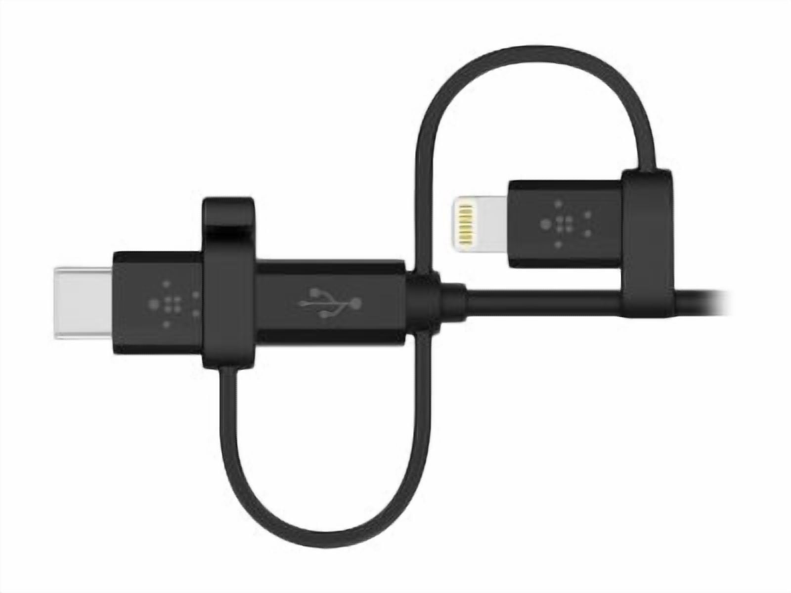 Belkin Universal Cable with Micro-USB, USB-C and Lightning Connectors, Black