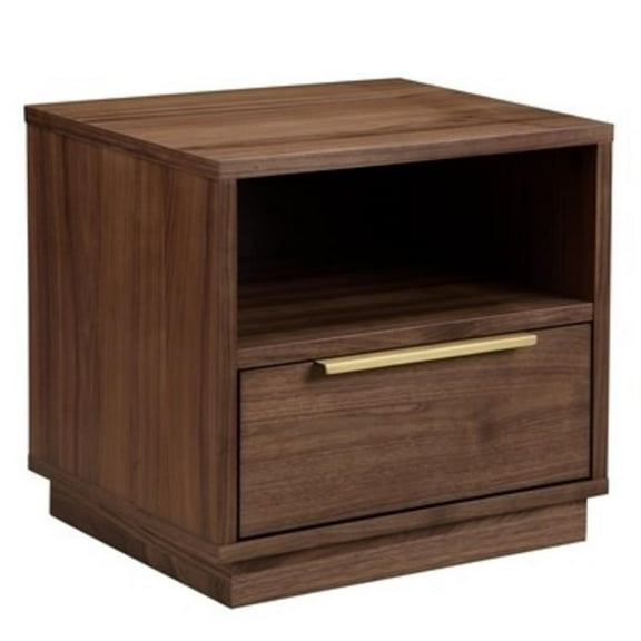 Pemberly Row Contemporary / Modern Night Stand in Walnut Wood