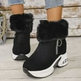 thumbnail image 2 of Rokment Orthopedic Platform Wedge Mid Calf Snow Boots for Women 2025 Winter Fashion Fuzzy Warm Air Cushion Zip up Chunky Walking Dress Ankle Booties Black Size 6, 2 of 7