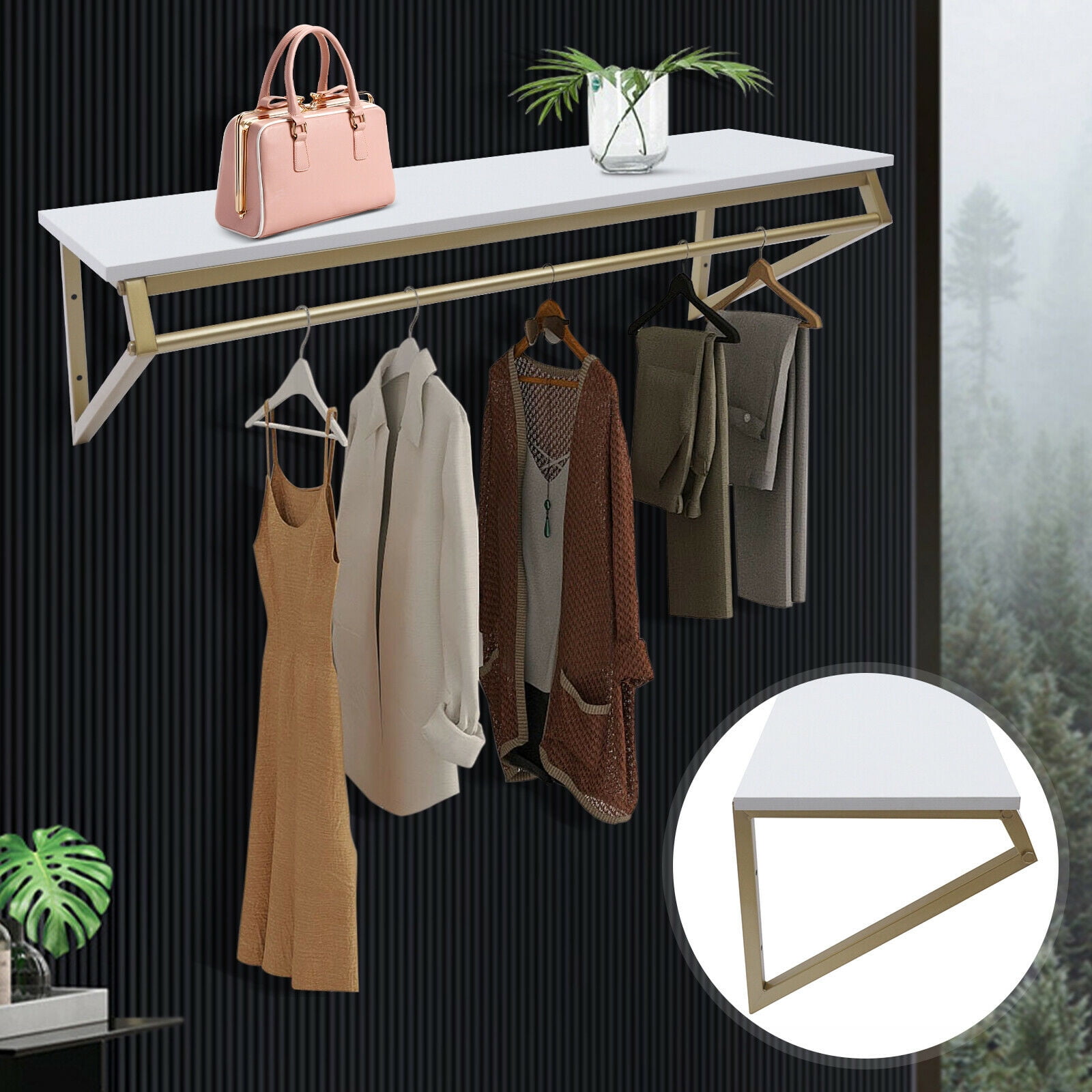 CNCEST 2* Wall Mounted Clothes Rack Heavy Duty Geometric Stands Garment