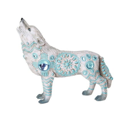 Carved Wolf Stone Pacific Giftware The Wolf Spirit Collection Indian Turquoise Sky Stone Wolf Spirit Collectible Figurine ()