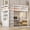 White, variant on Full Size White Loft Bed with Wardrobe & Desk, Solid Wood Storage Bed with Shelves and Drawers, Space Saving Bed for Bedroom, Walnut