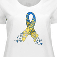 thumbnail image 4 of Inktastic Down Syndrome Awareness Blue and Yellow Hearts Ribbon Women's Plus Size T-Shirt, 4 of 5