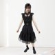 thumbnail image 1 of Disfraz Premium Vestido de tutú de tul negro para mujer Traje de estilo gótico vintage (Vestido de malla negro 152) Kuymtek Negro 7 - 8 años para Niña, 1 of 7