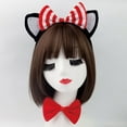 thumbnail image 3 of 3 Pcs Cat Costume Set Red and White Stripes Headband Bowtie Tail for Girls World Book Day Dress Up, 3 of 5